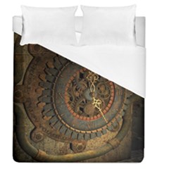 Steampunk, Awesoeme Clock, Rusty Metal Duvet Cover (queen Size) by FantasyWorld7