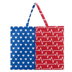 Usa Flag Zipper Large Tote Bag