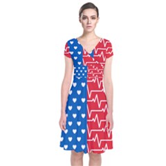 Usa Flag Short Sleeve Front Wrap Dress by stockimagefolio1