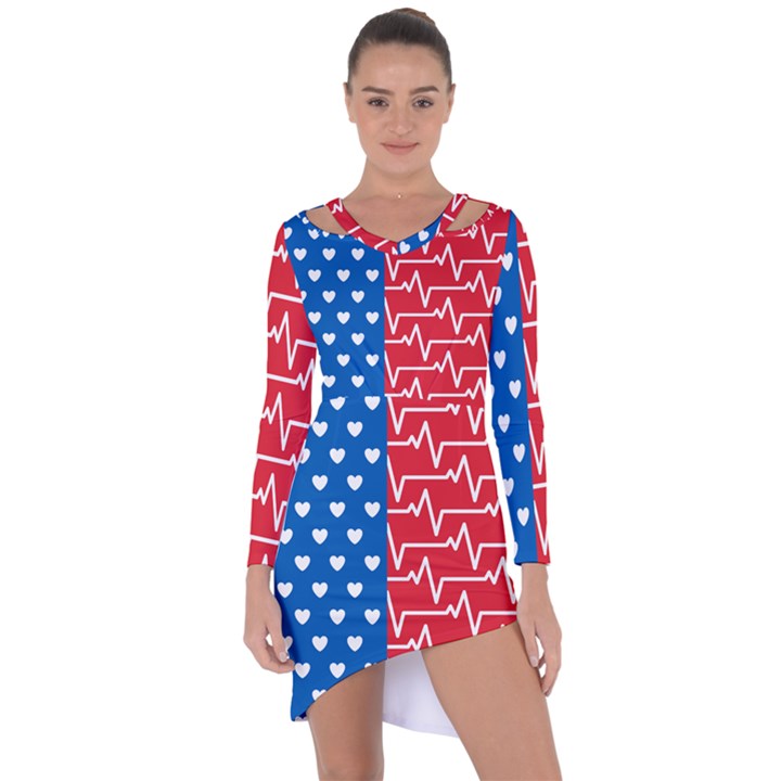 Usa Flag Asymmetric Cut-Out Shift Dress