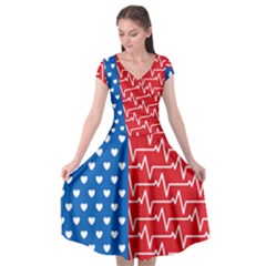 Usa Flag Cap Sleeve Wrap Front Dress