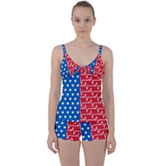 Usa Flag Tie Front Two Piece Tankini