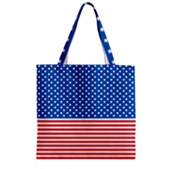 Usa Flag Zipper Grocery Tote Bag