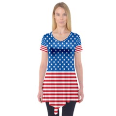 Usa Flag Short Sleeve Tunic  by stockimagefolio1