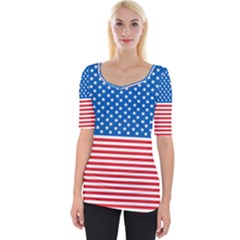 Usa Flag Wide Neckline Tee