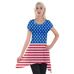 Usa Flag Short Sleeve Side Drop Tunic by stockimagefolio1