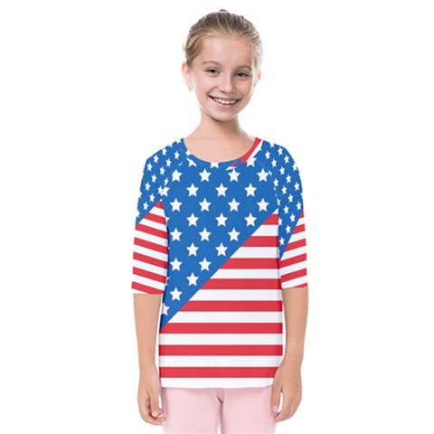 Usa Flag Kids  Quarter Sleeve Raglan Tee by stockimagefolio1