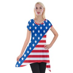 Usa Flag Short Sleeve Side Drop Tunic by stockimagefolio1