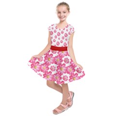 Pink & Red Daisy Flowers Kids  Short Sleeve Dress by PattyVilleDesigns