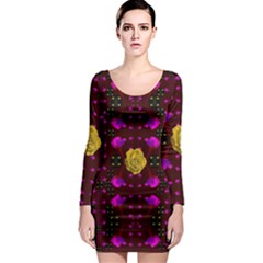 Roses In The Air For Happy Feelings Long Sleeve Bodycon Dress by pepitasart