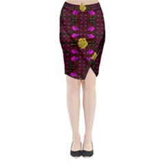 Roses In The Air For Happy Feelings Midi Wrap Pencil Skirt by pepitasart