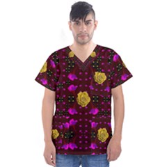 Roses In The Air For Happy Feelings Men s V-neck Scrub Top