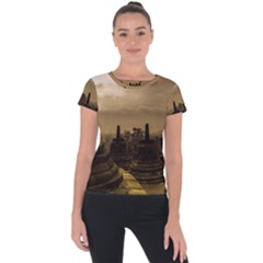 Borobudur Temple Indonesia Short Sleeve Sports Top 