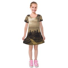 Borobudur Temple Indonesia Kids  Short Sleeve Velvet Dress by Nexatart