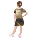 Borobudur Temple Indonesia Kids  Short Sleeve Velvet Dress View2