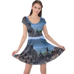 Borobudur Temple  Morning Serenade Cap Sleeve Dress by Nexatart