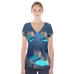 Kelimutu Crater Lakes  Indonesia Short Sleeve Front Detail Top by Nexatart