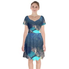 Kelimutu Crater Lakes  Indonesia Short Sleeve Bardot Dress by Nexatart