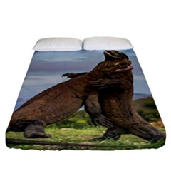 Komodo Dragons Fight Fitted Sheet (california King Size) by Nexatart