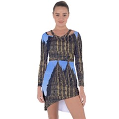 Prambanan Temple Asymmetric Cut-out Shift Dress