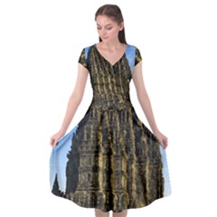 Prambanan Temple Cap Sleeve Wrap Front Dress