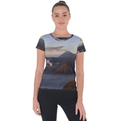 Sunrise Mount Bromo Tengger Semeru National Park  Indonesia Short Sleeve Sports Top  by Nexatart