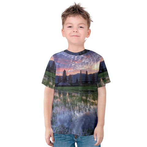 Tamblingan Morning Reflection Tamblingan Lake Bali  Indonesia Kids  Cotton Tee by Nexatart