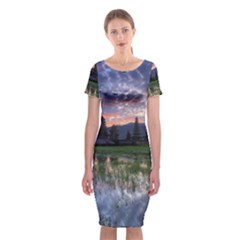 Tamblingan Morning Reflection Tamblingan Lake Bali  Indonesia Classic Short Sleeve Midi Dress by Nexatart