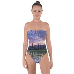 Tamblingan Morning Reflection Tamblingan Lake Bali  Indonesia Tie Back One Piece Swimsuit