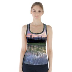 Tamblingan Morning Reflection Tamblingan Lake Bali  Indonesia Racer Back Sports Top by Nexatart