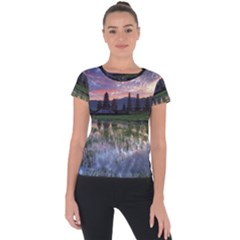 Tamblingan Morning Reflection Tamblingan Lake Bali  Indonesia Short Sleeve Sports Top 