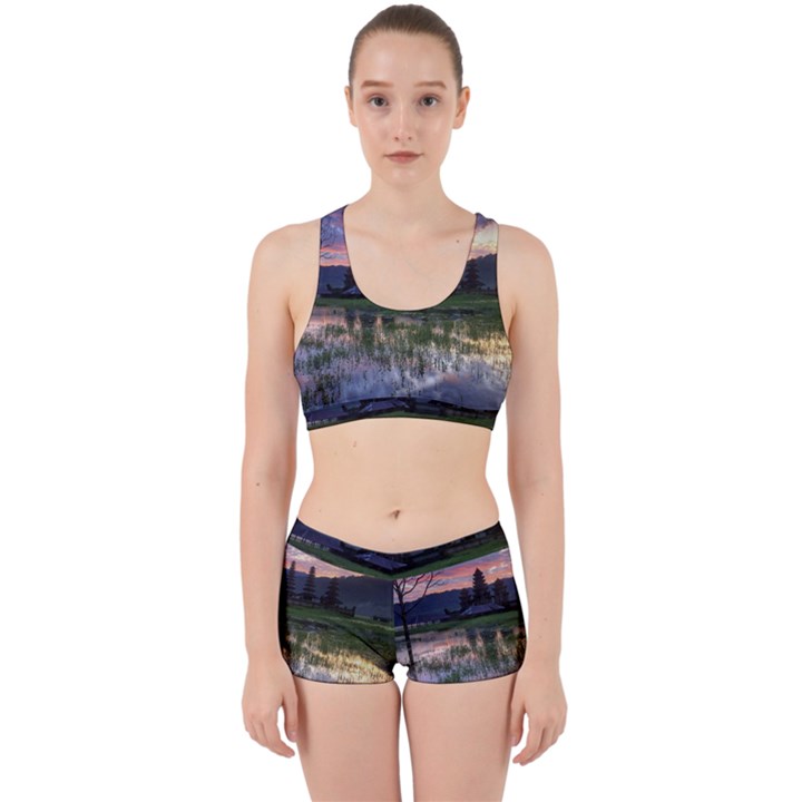 Tamblingan Morning Reflection Tamblingan Lake Bali  Indonesia Work It Out Sports Bra Set