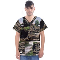 Tanah Lot Bali Indonesia Men s V-neck Scrub Top