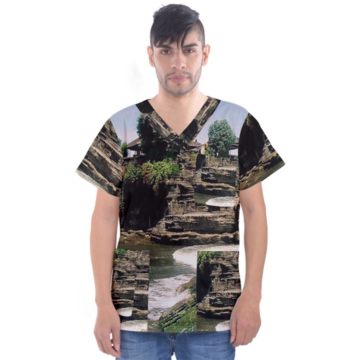 Tanah Lot Bali Indonesia Men s V-Neck Scrub Top