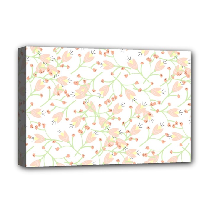 Small Floral Flowers Pattern  Deluxe Canvas 18  x 12  