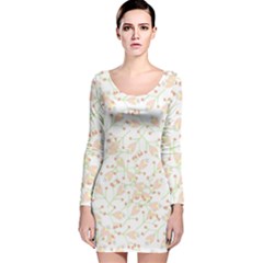 Small Floral Flowers Pattern  Long Sleeve Velvet Bodycon Dress