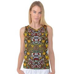 Fantasy Forest And Fantasy Plumeria In Peace Women s Basketball Tank Top by pepitasart