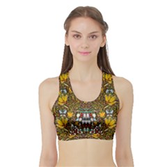 Fantasy Forest And Fantasy Plumeria In Peace Sports Bra With Border by pepitasart