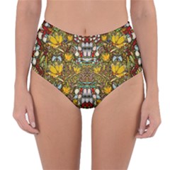 Fantasy Forest And Fantasy Plumeria In Peace Reversible High-waist Bikini Bottoms