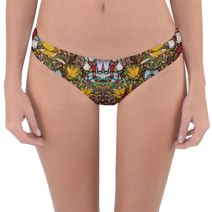 Fantasy Forest And Fantasy Plumeria In Peace Reversible Hipster Bikini Bottoms