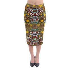 Fantasy Forest And Fantasy Plumeria In Peace Midi Pencil Skirt by pepitasart