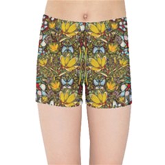 Fantasy Forest And Fantasy Plumeria In Peace Kids Sports Shorts by pepitasart