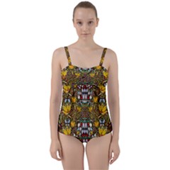 Fantasy Forest And Fantasy Plumeria In Peace Twist Front Tankini Set by pepitasart