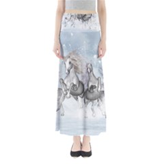 Awesome Running Horses In The Snow Full Length Maxi Skirt by FantasyWorld7