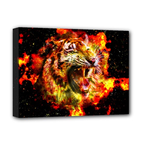 Fire Tiger Deluxe Canvas 16  X 12   by stockimagefolio1