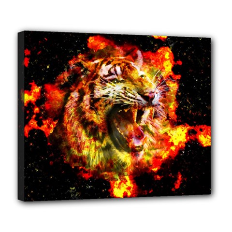 Fire Tiger Deluxe Canvas 24  X 20   by stockimagefolio1