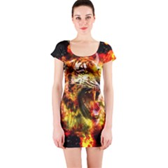 Fire Tiger Short Sleeve Bodycon Dress by stockimagefolio1