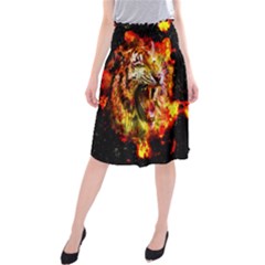 Fire Tiger Midi Beach Skirt by stockimagefolio1