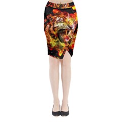 Fire Tiger Midi Wrap Pencil Skirt by stockimagefolio1