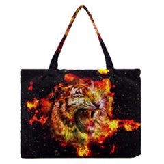 Fire Tiger Zipper Medium Tote Bag by stockimagefolio1